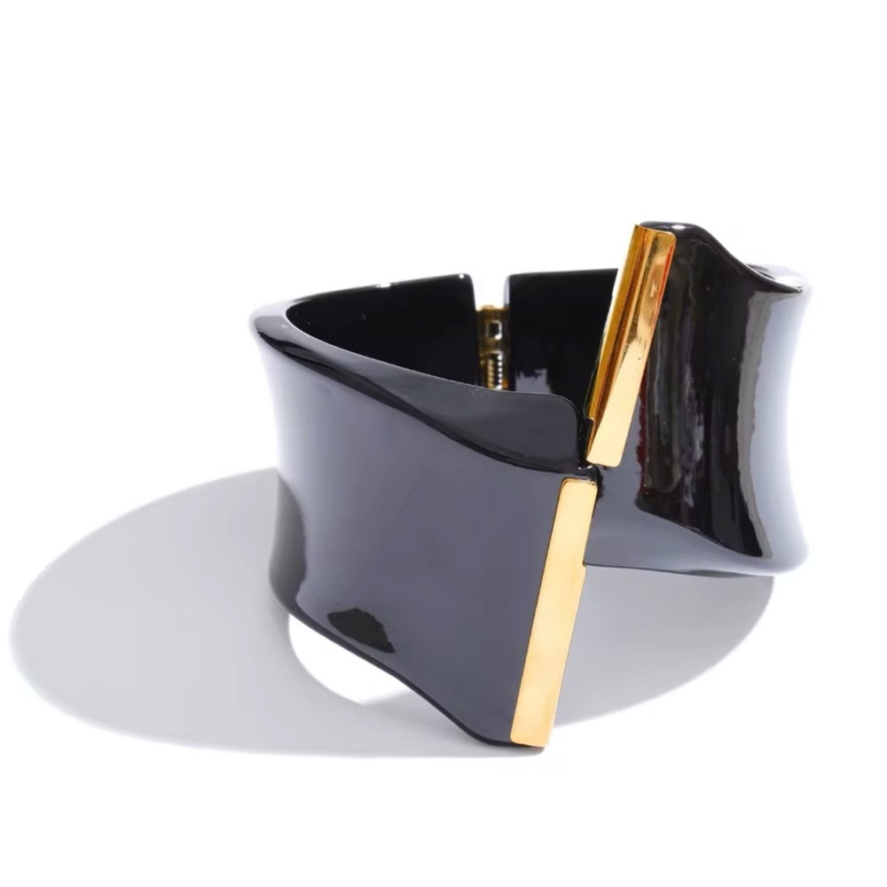 Black and Gold Acrylic Cuff Bracelet
